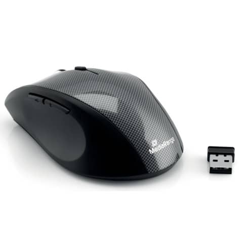 Mouse ottico Media Range 5 pulsanti, serie highline, wireless 1600 dpi carbonio/nero - MROS207